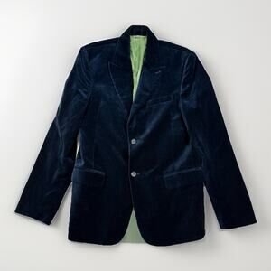 Ezra Fitch Men's Velvet 2 Button Sport Coat Blazer Navy Blue Size Large